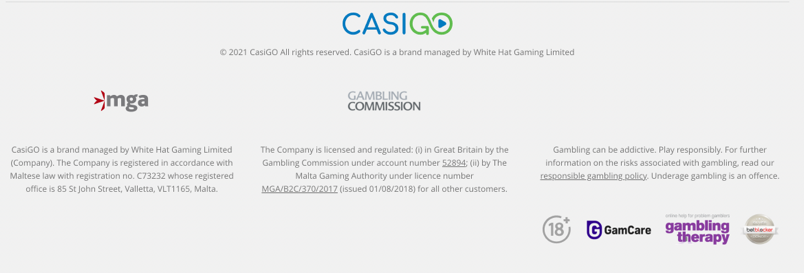casigo casino safety and licenses