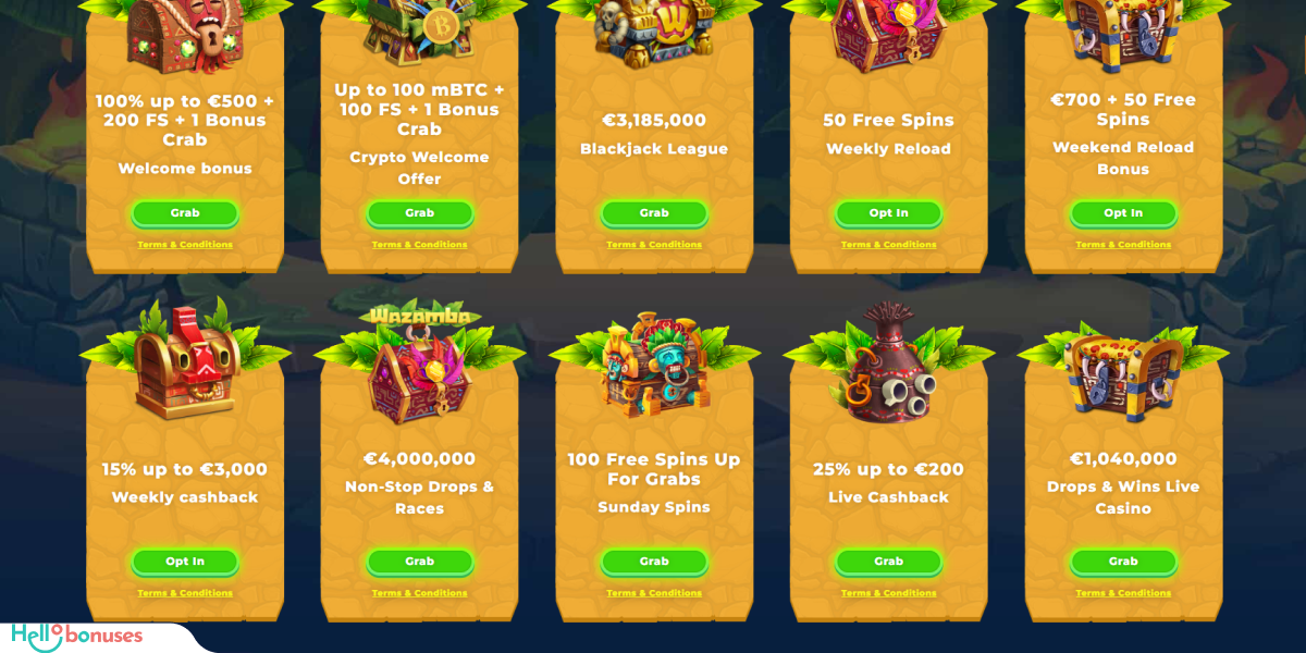 Wazamba Casino Bonuses