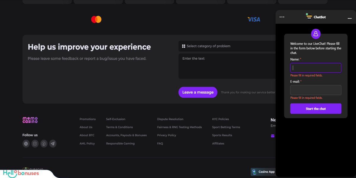 Memo Casino Support