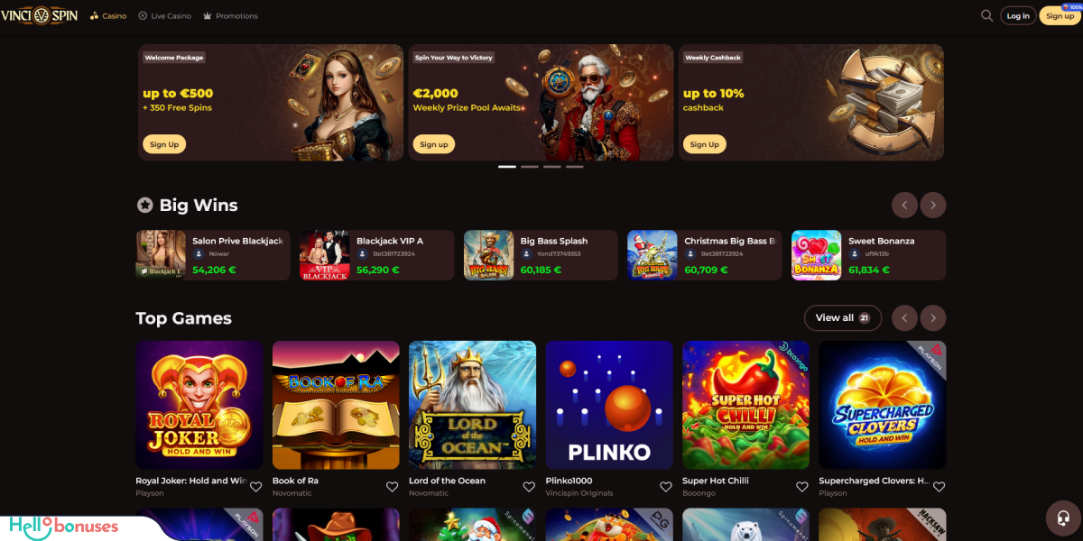 VinciSpin Casino Review
