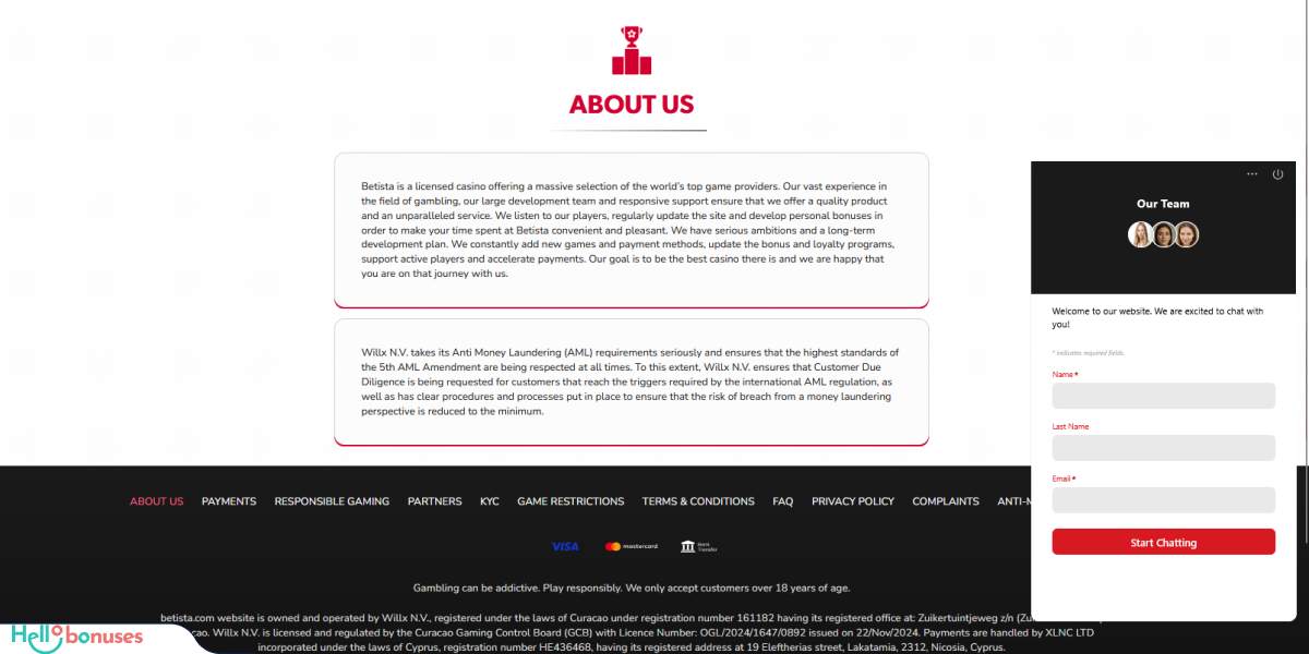 Betista Casino Support