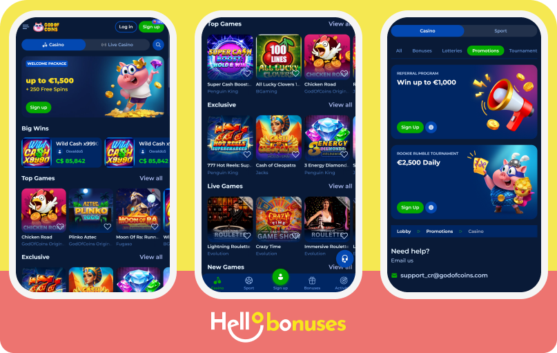GodOfCoins Casino mobile
