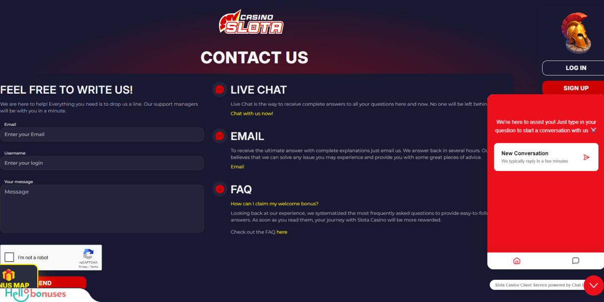 Slota Casino Casino Support