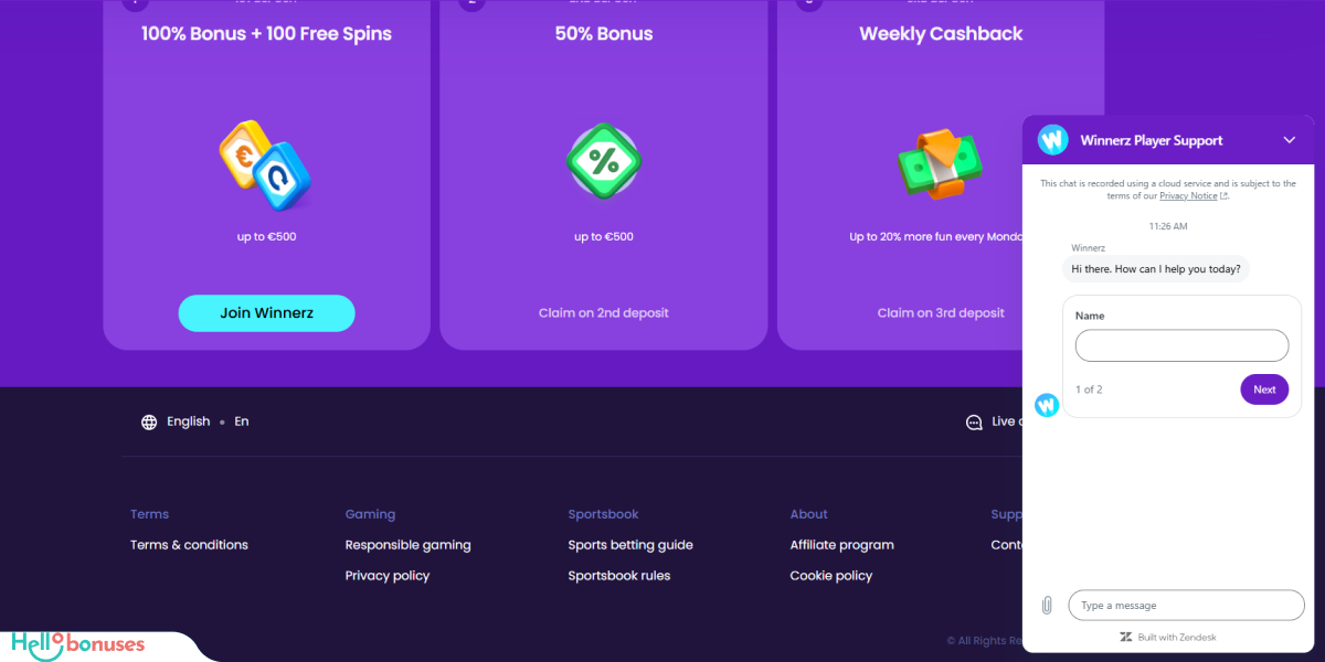 Winnerz Casino Support