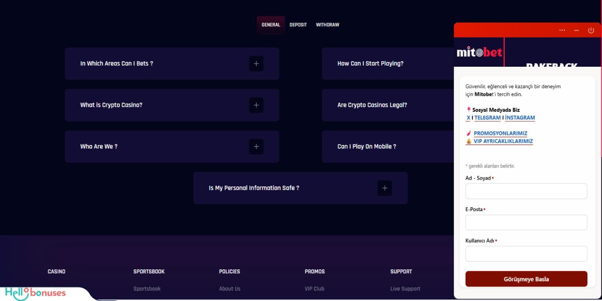 MitoBet Casino Support