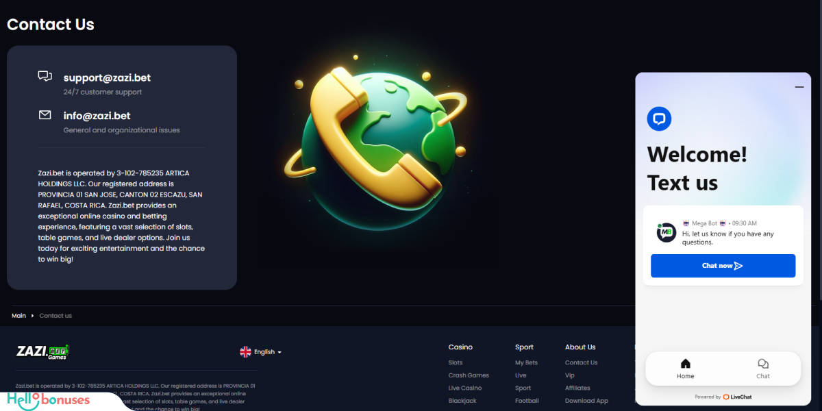 ZaziBet Casino Support