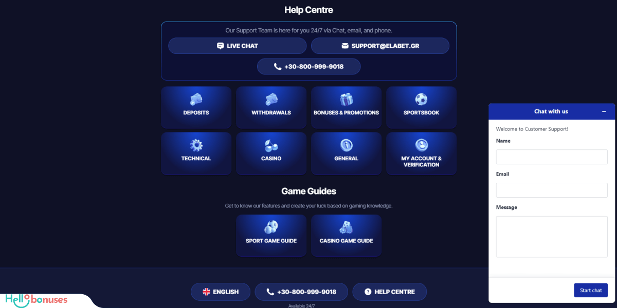 ElaBet Casino Support