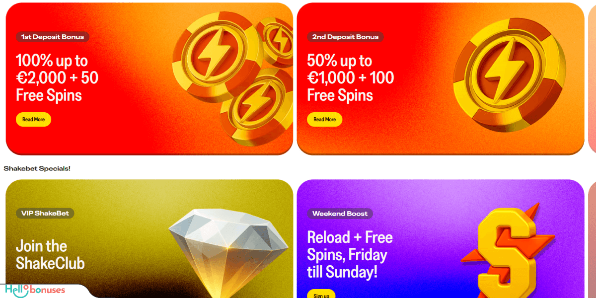 ShakeBet Casino Bonuses