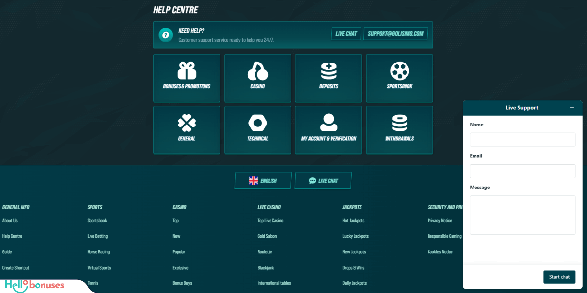 Golisimo Casino Support