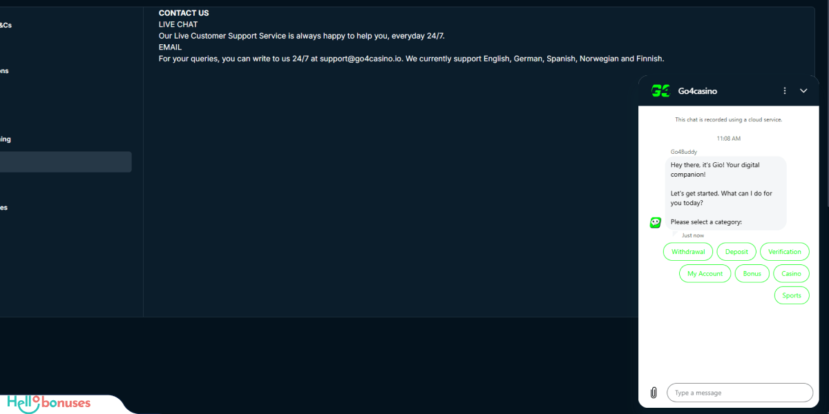 Go4Casino Support