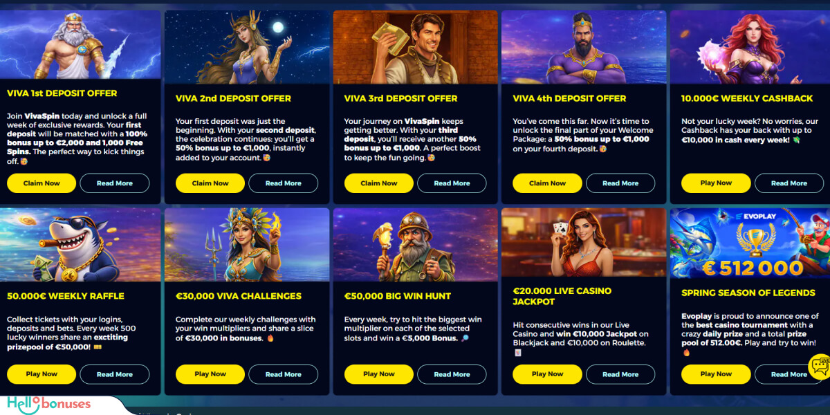 VivaSpin Casino Bonuses