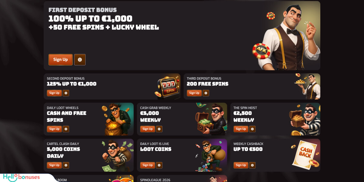 AFKSpin Casino Bonuses