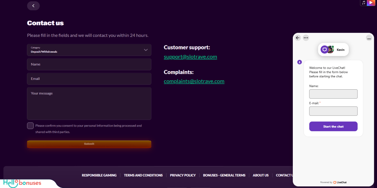 Slotrave Casino Support