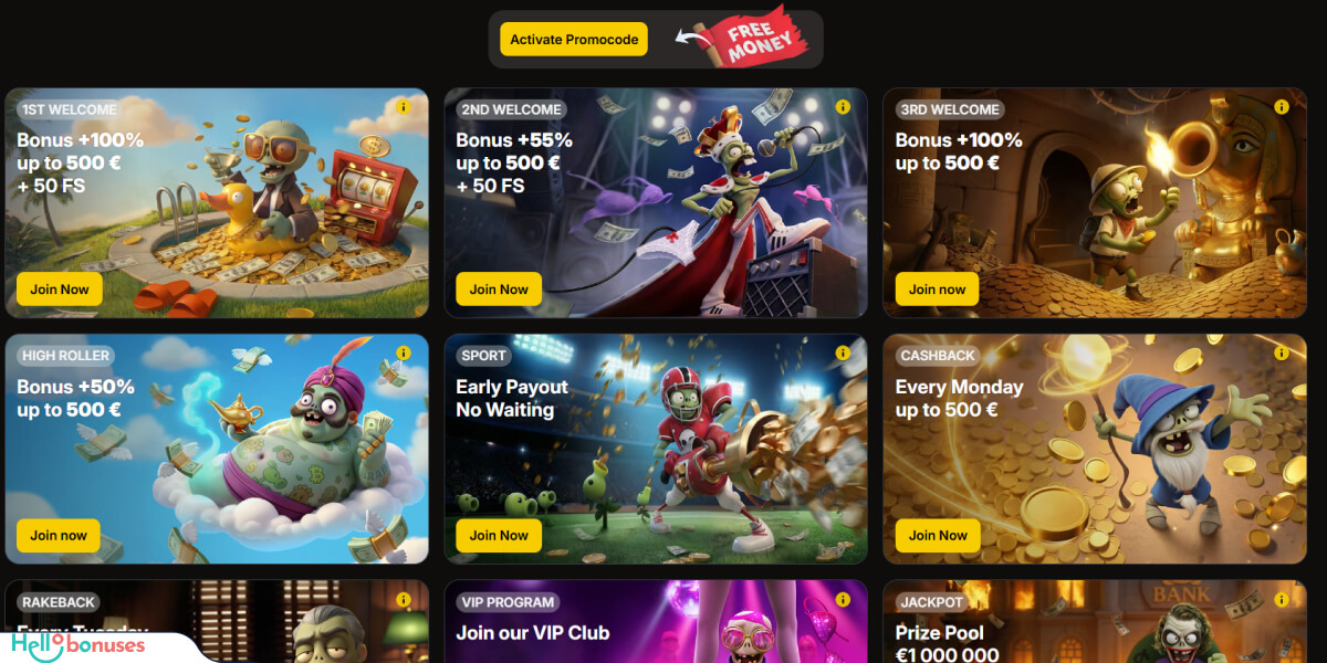 Zombillion Casino Bonuses