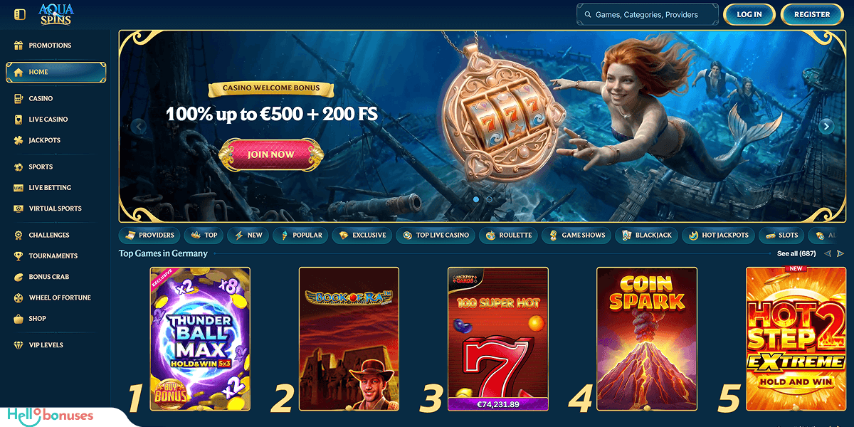 Reseña del casino AquaSpins