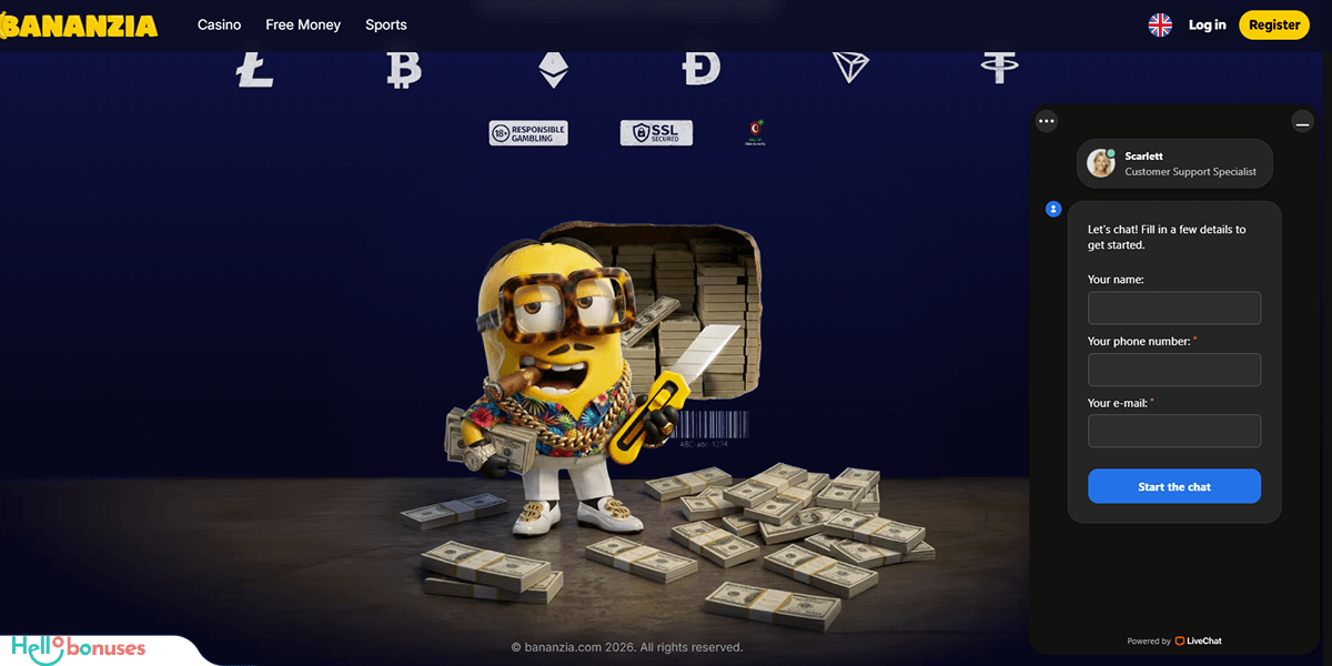 Bananzia Casino Support