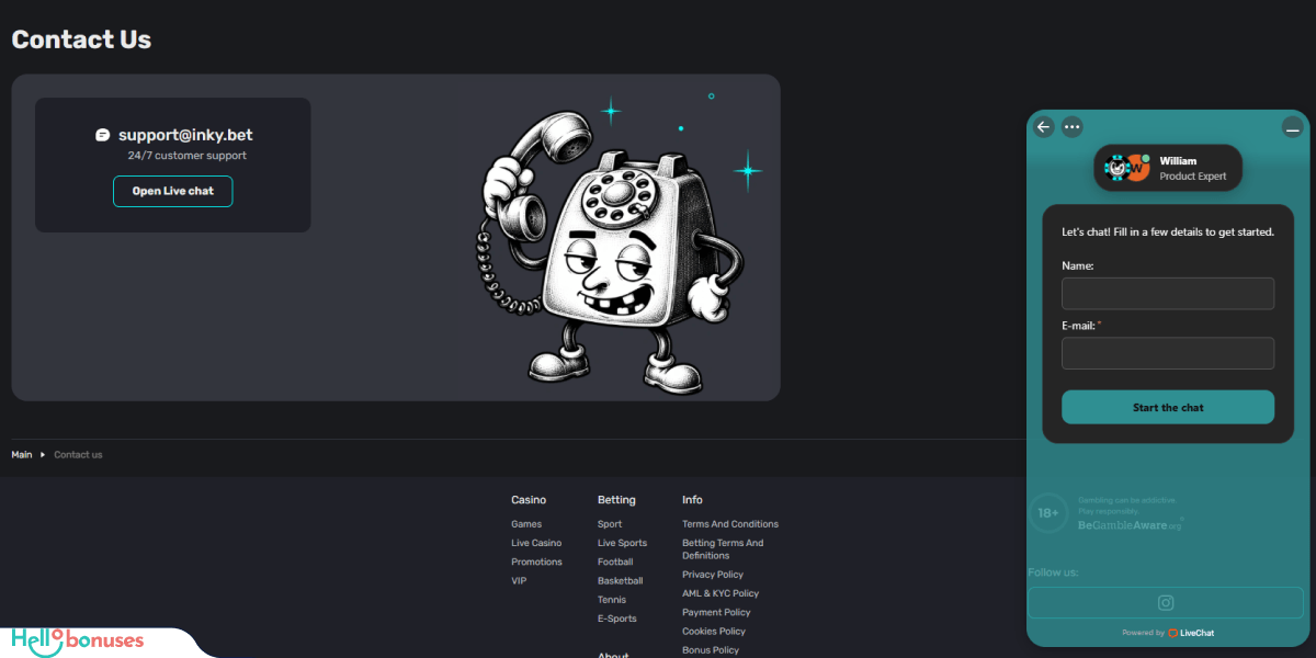 InkyBet Casino Support