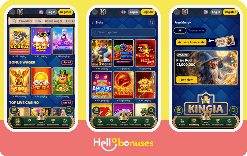 Kingia Casino mobile