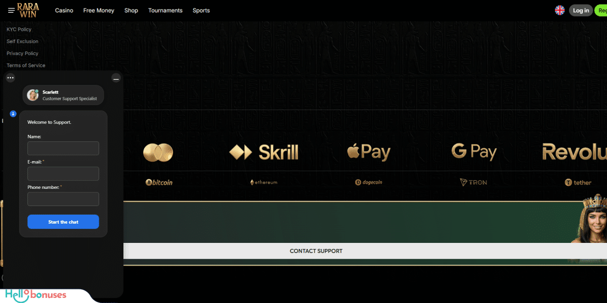 Rarawin Casino Support