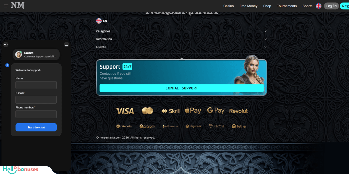 NorseMania Casino Support